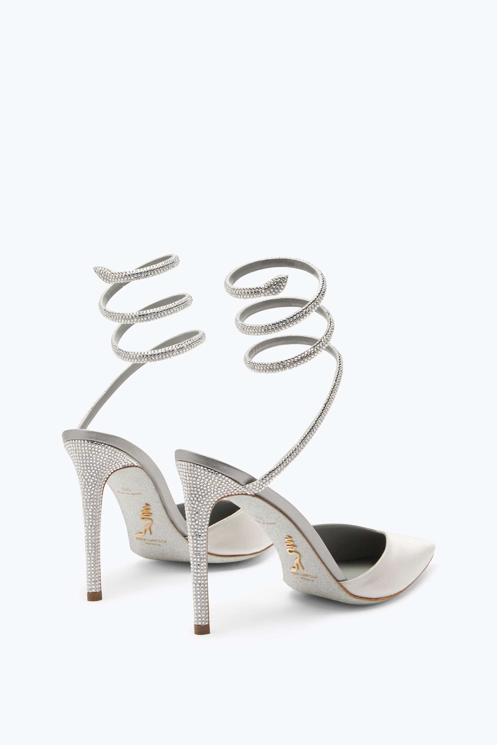 Jeweled Cleo Crystal Gray Open-Back Pump 105 | Rene Caovilla®