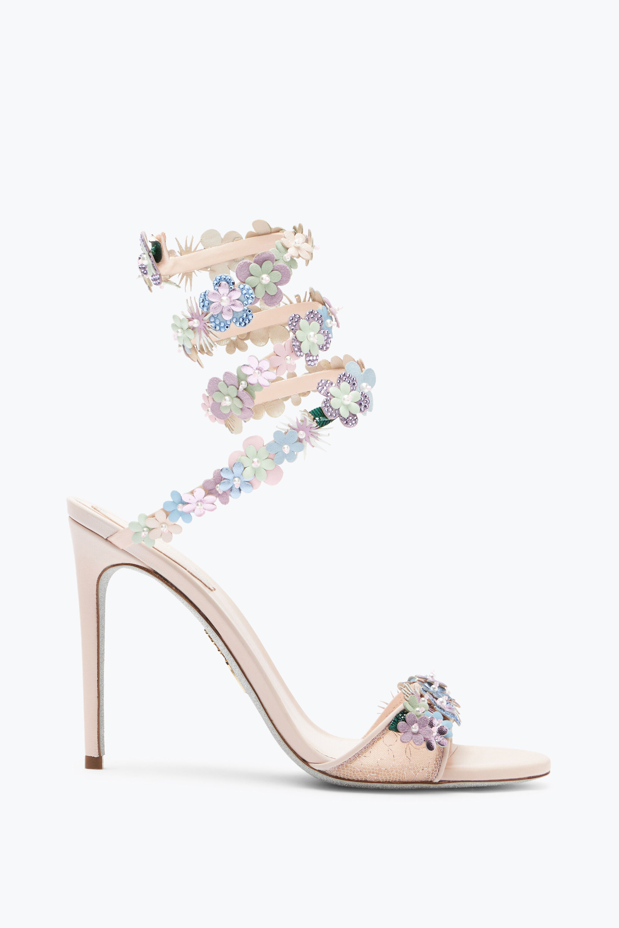 Roxanne Sandal With Multicolor Flowers 105 Sandals in Nude for Women | Rene  Caovilla®