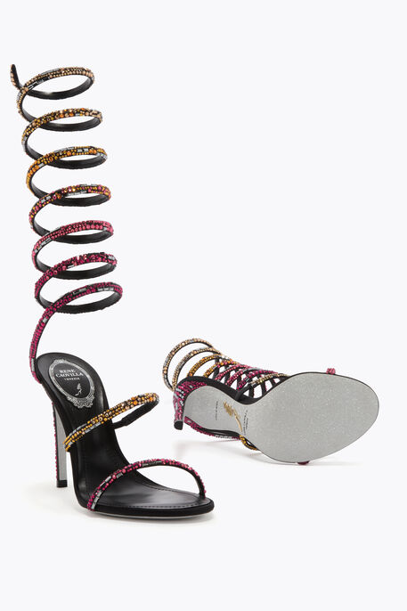 SUPER CLEO BLACK SANDAL WITH SWAROVSKI CRYSTALS 105