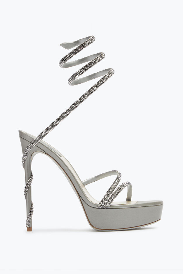 MARGOT CRYSTALS GRAY PLATFORM SANDAL 130