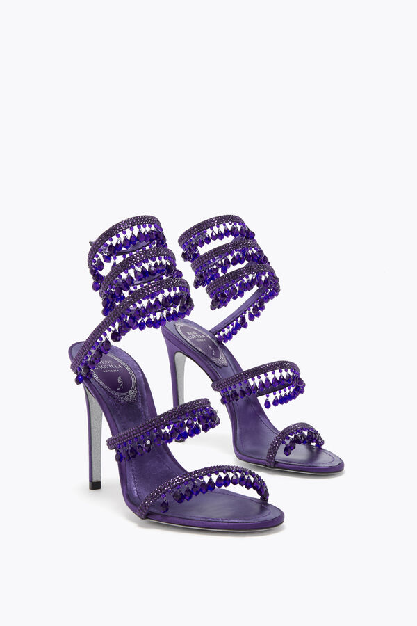 CHANDELIER PURPLE SATIN/DEEP TANZANITE STRASS SANDAL