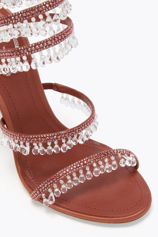 CHANDELIER RUST SATIN/RED FLAME STRASS SANDAL