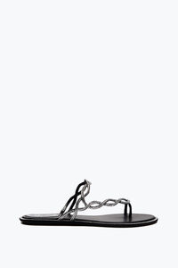 BRAID BLACK FLAT SANDAL 10