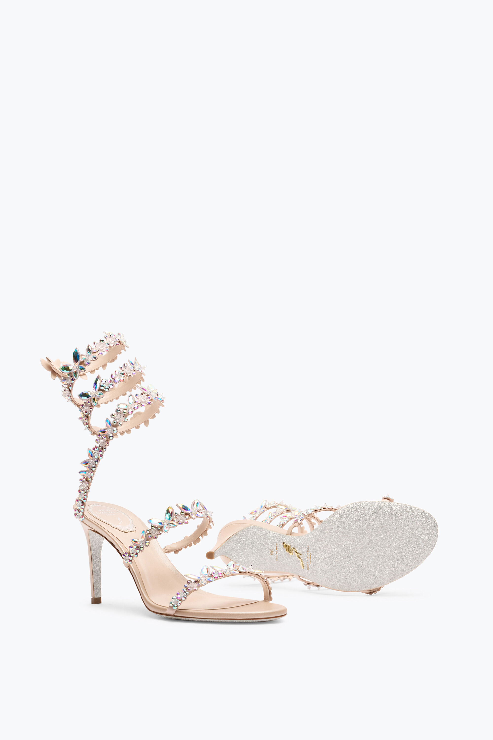 Rene Caovilla Margot Lilac Purple Strass Ankle Wrap Strap