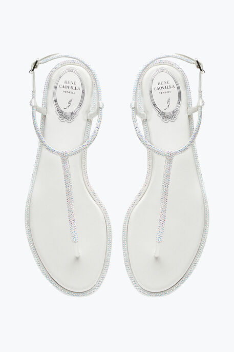 DIANA WHITE SANDAL WITH CRYSTALS 10 DIANA WHITE SANDAL WITH CRYSTALS 10