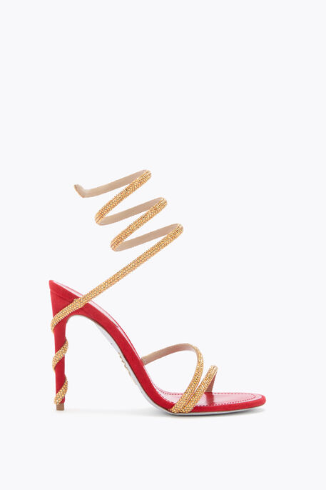 MARGOT SANDAL IN RED SUEDE AND GOLD 105