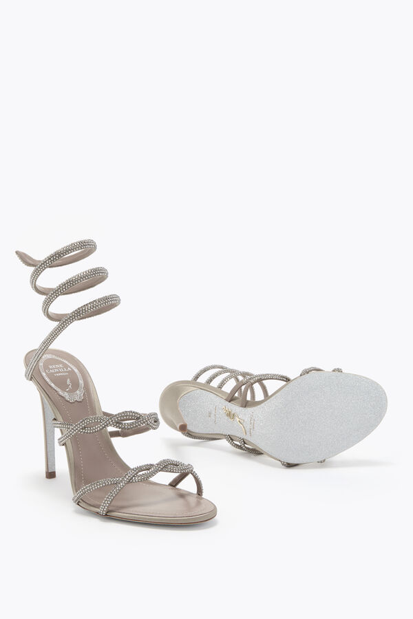 BRAID CLEO FOG SATIN/BLACK DIAMOND STRASS SANDAL