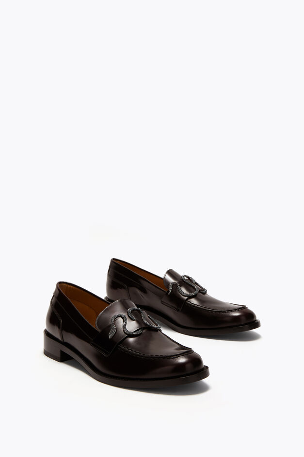 MORGANA DARK BROWN LOAFER WITH CRYSTALS 20 MORGANA DARK BROWN LOAFER WITH CRYSTALS 20