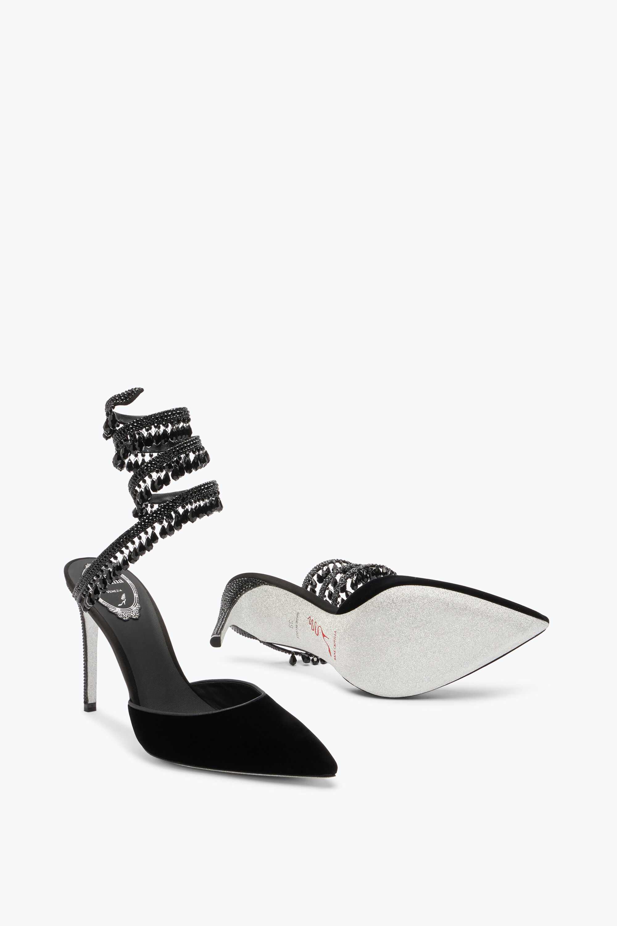 Jeweled Black Pumps In Velvet Chandelier | Rene Caovilla®