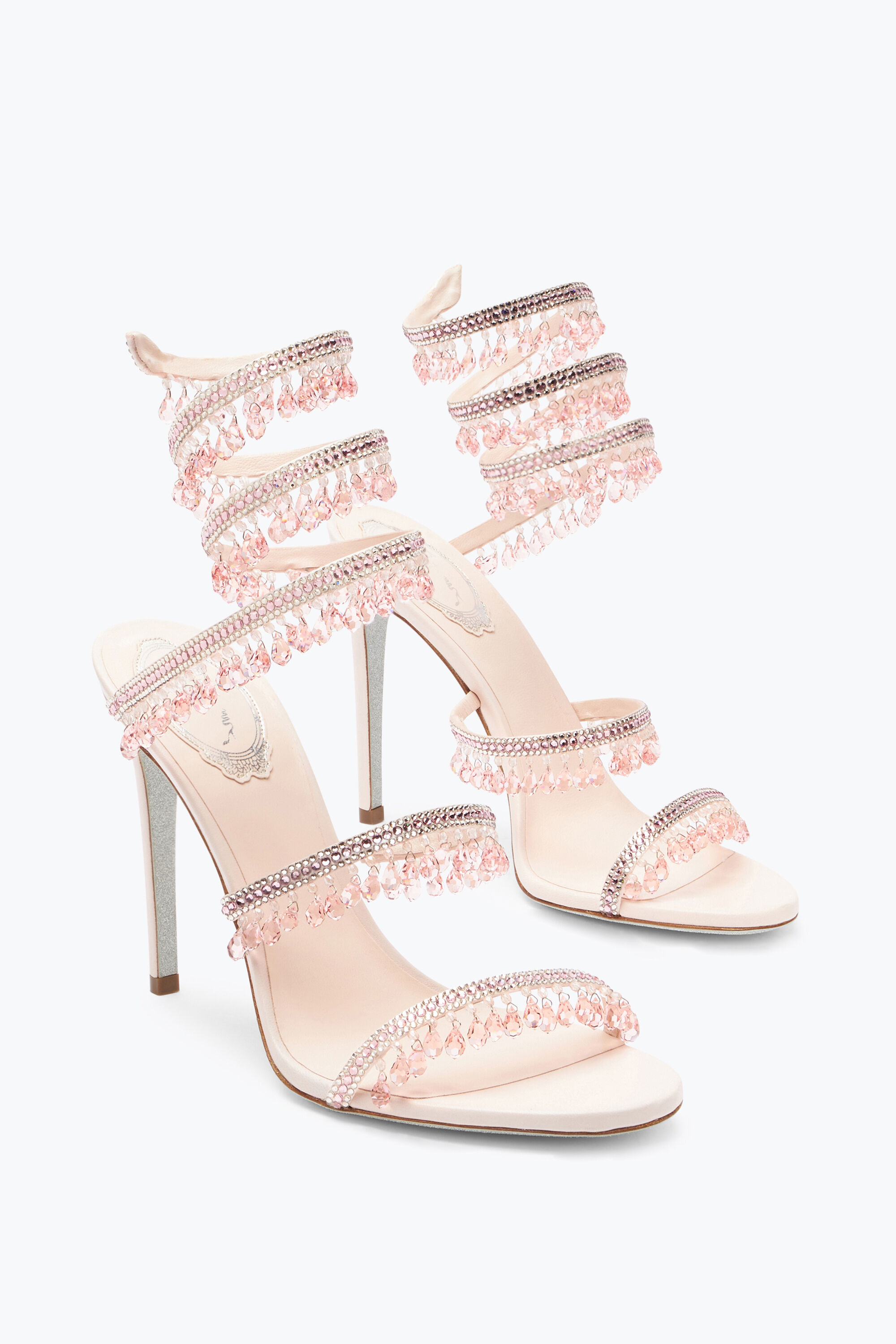 Jeweled Chandelier Powder Pink Sandal 105 | Rene Caovilla® Jeweled Chandelier Powder Pink Sandal 105 | Rene Caovilla®