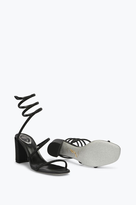 Cleo Block-Heeled Crystal Black Sandal 80 Cleo Block-Heeled Crystal Black Sandal 80