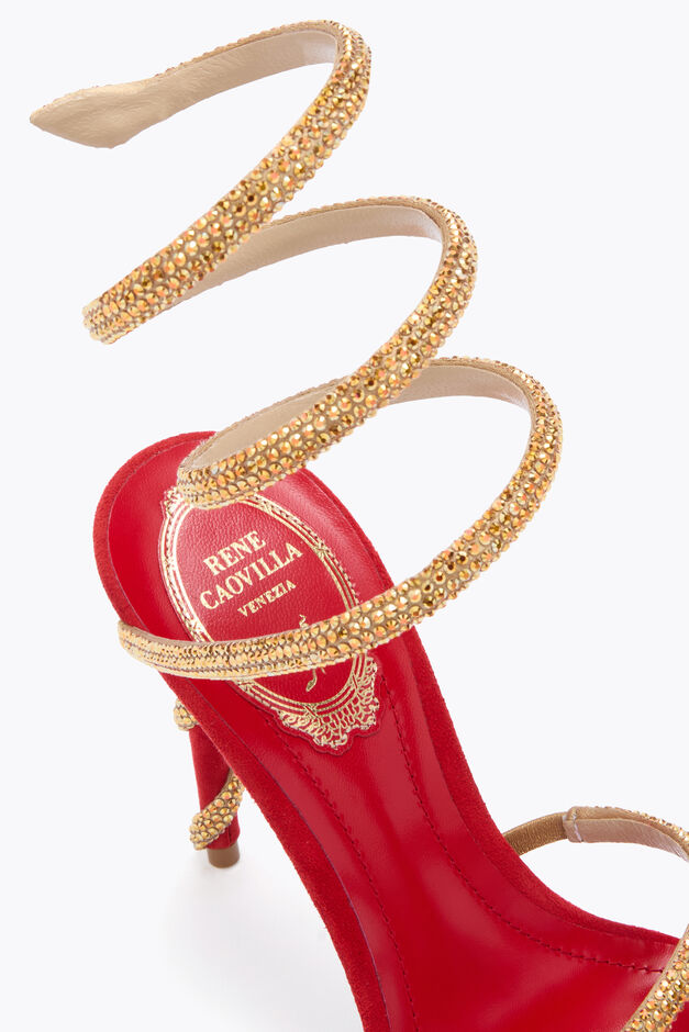 MARGOT SANDAL IN RED SUEDE AND GOLD 105