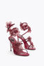PEACH FLOWER BORDEAUX SATIN/SIAM STRASS SANDAL