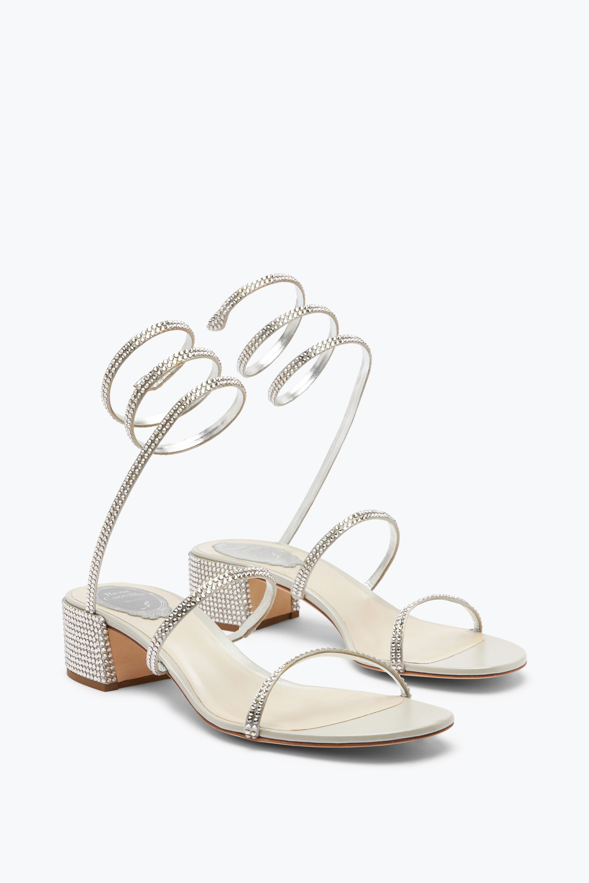 Jeweled Cleo Silver Sandal 40 | Rene Caovilla®