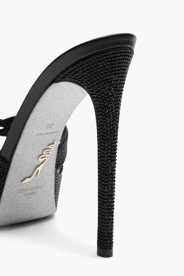 Dania Black Platform Slider Sandal 130