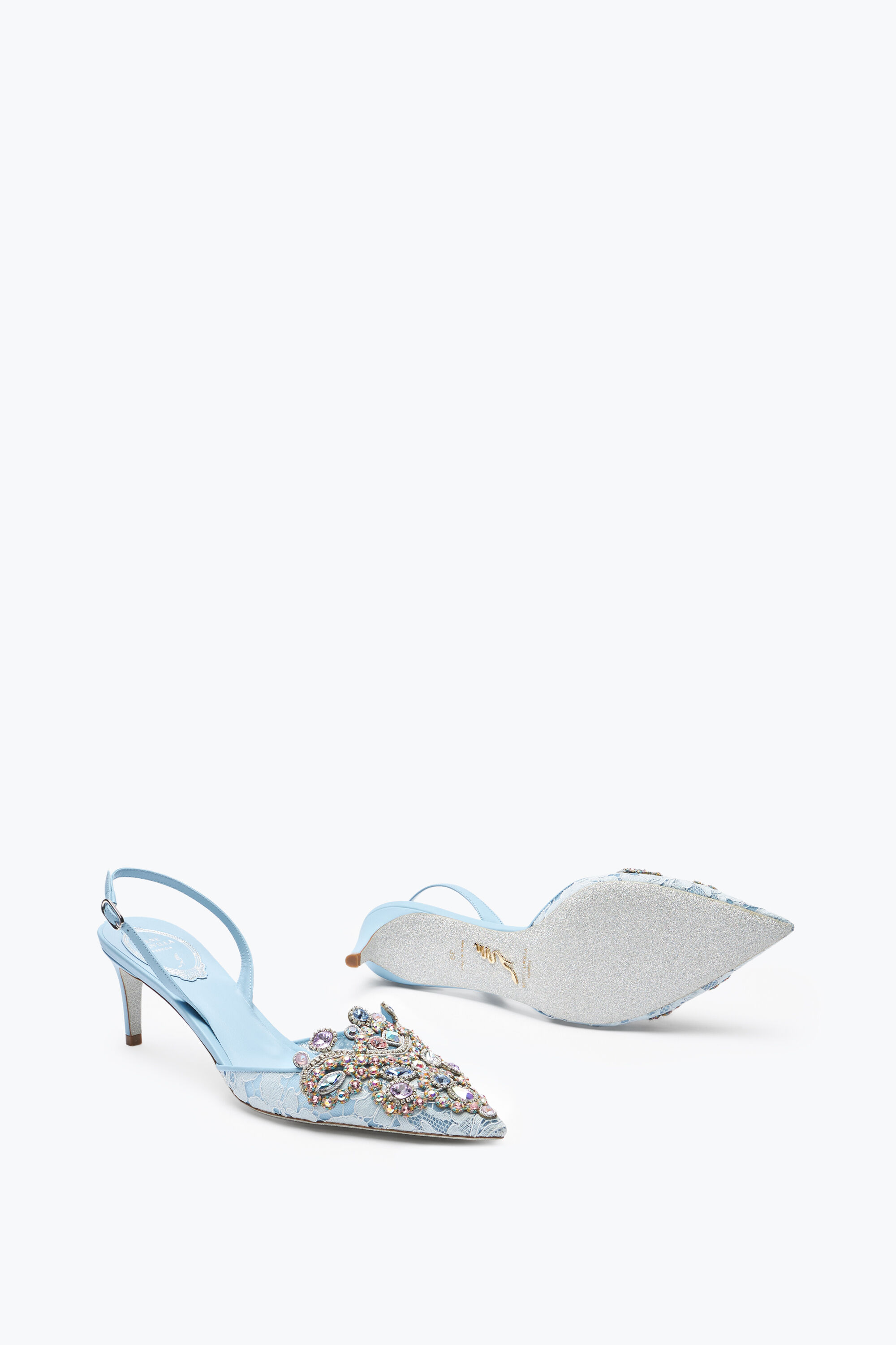 パンプス Rene Caovilla Rhinestone-Embellished Slingback Shoes Lot - Rene Caovilla Rhinestone embellished sling back pumps