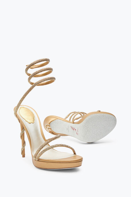 MARGOT CRYSTAL GOLD PLATFORM SANDAL 120