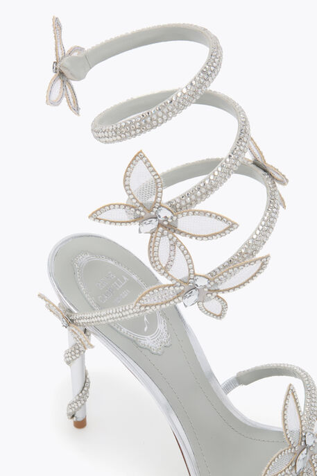 MARGOT MIRRORED SILVER SANDAL WITH BUTTERFLIES 105