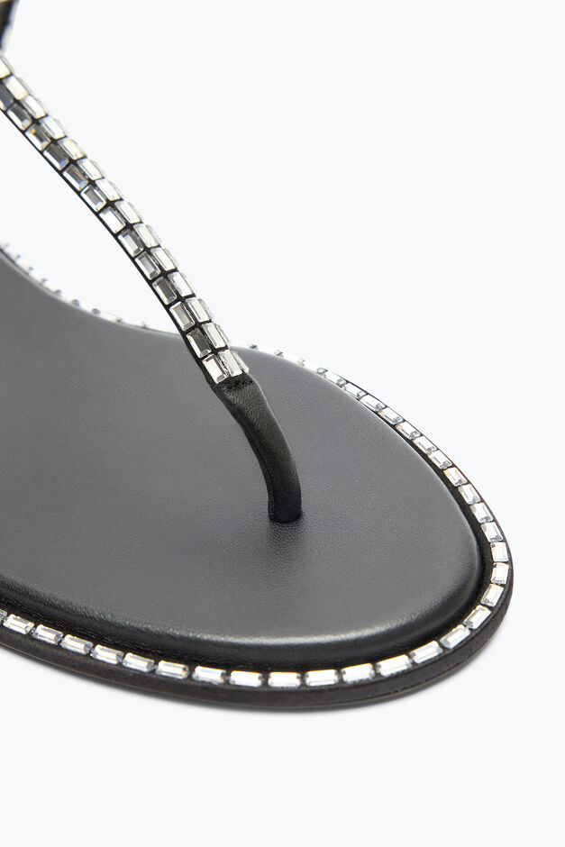 DIANA BLACK SANDAL WITH CRYSTAL BAGUETTE