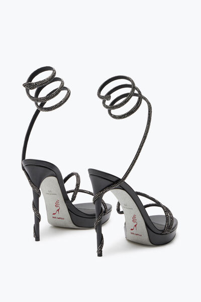 Jeweled MARGOT CRYSTAL BLACK PLATFORM SANDAL 120 | Rene Caovilla®