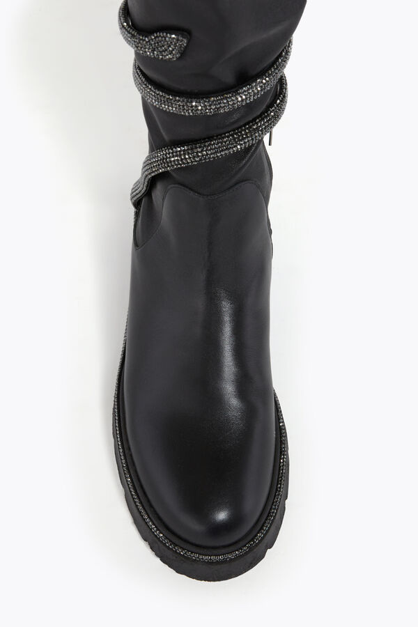 CLEO CUISSARD BLACK LAMB/JET HEMATITE STRASS BOOT