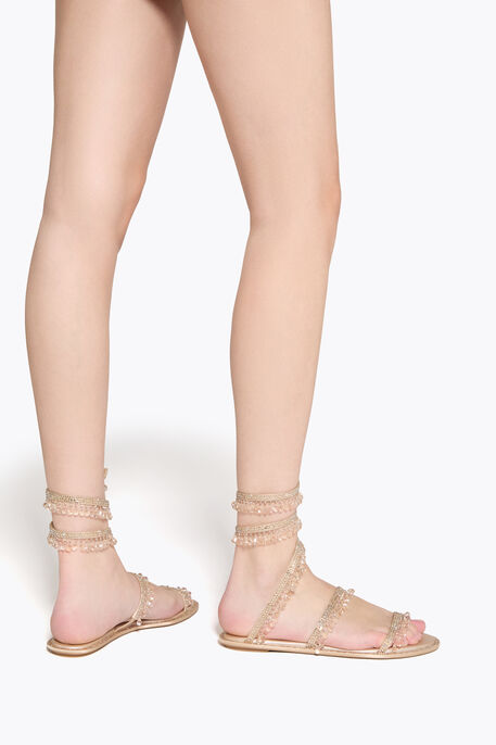 CHANDELIER GOLD FLAT SANDAL 10