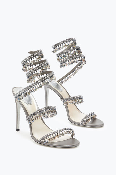 Jeweled Chandelier Crystal Pearl Gray Sandal 105 | Rene Caovilla®