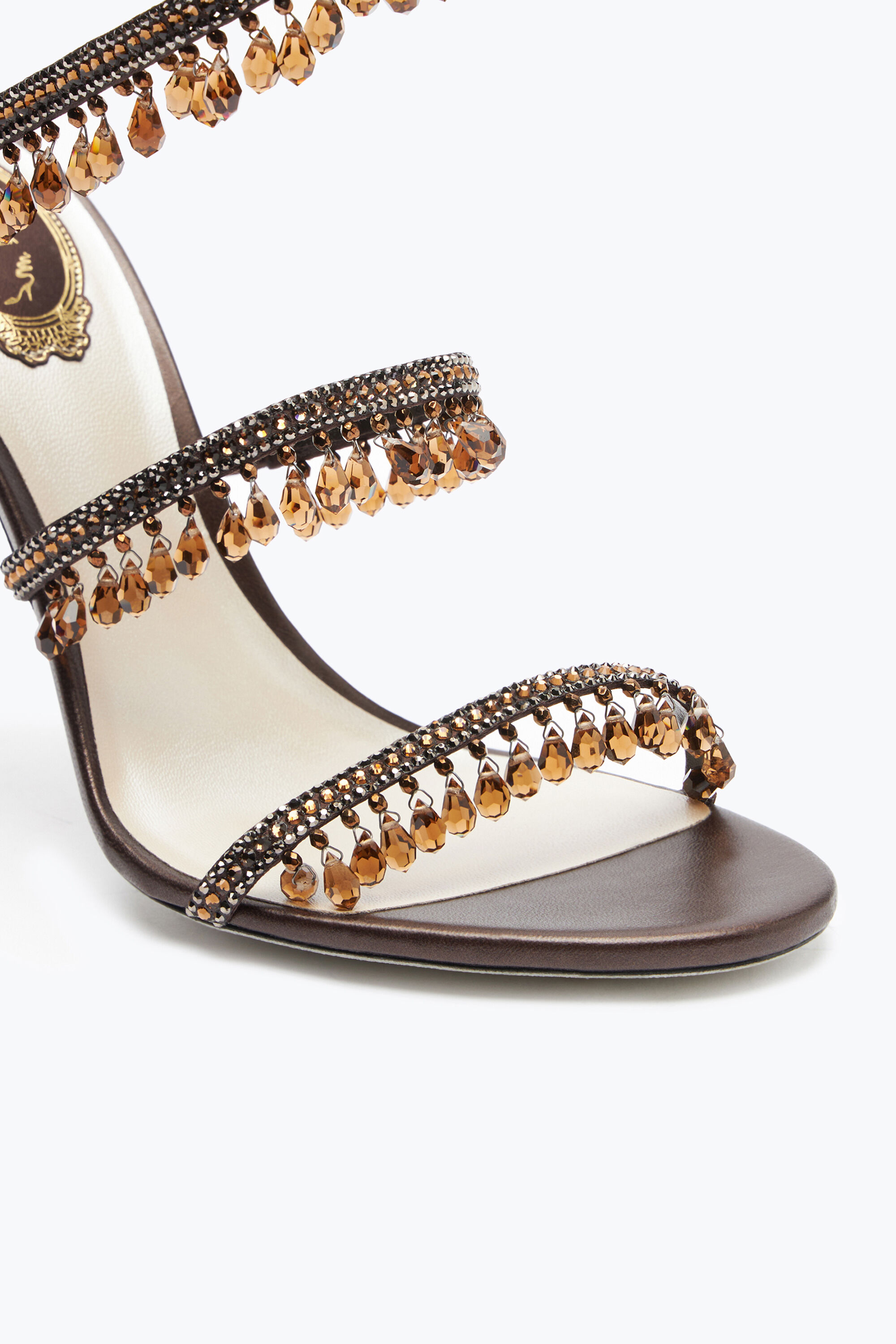 Jeweled Chandelier Crystal Chestnut Brown Sandal 105 | Rene Jeweled Chandelier Crystal Chestnut Brown Sandal 105 | Rene