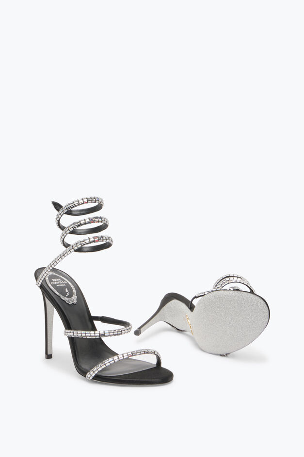 CLEO BLACK SANDAL WITH CRYSTAL BAGUETTE 105