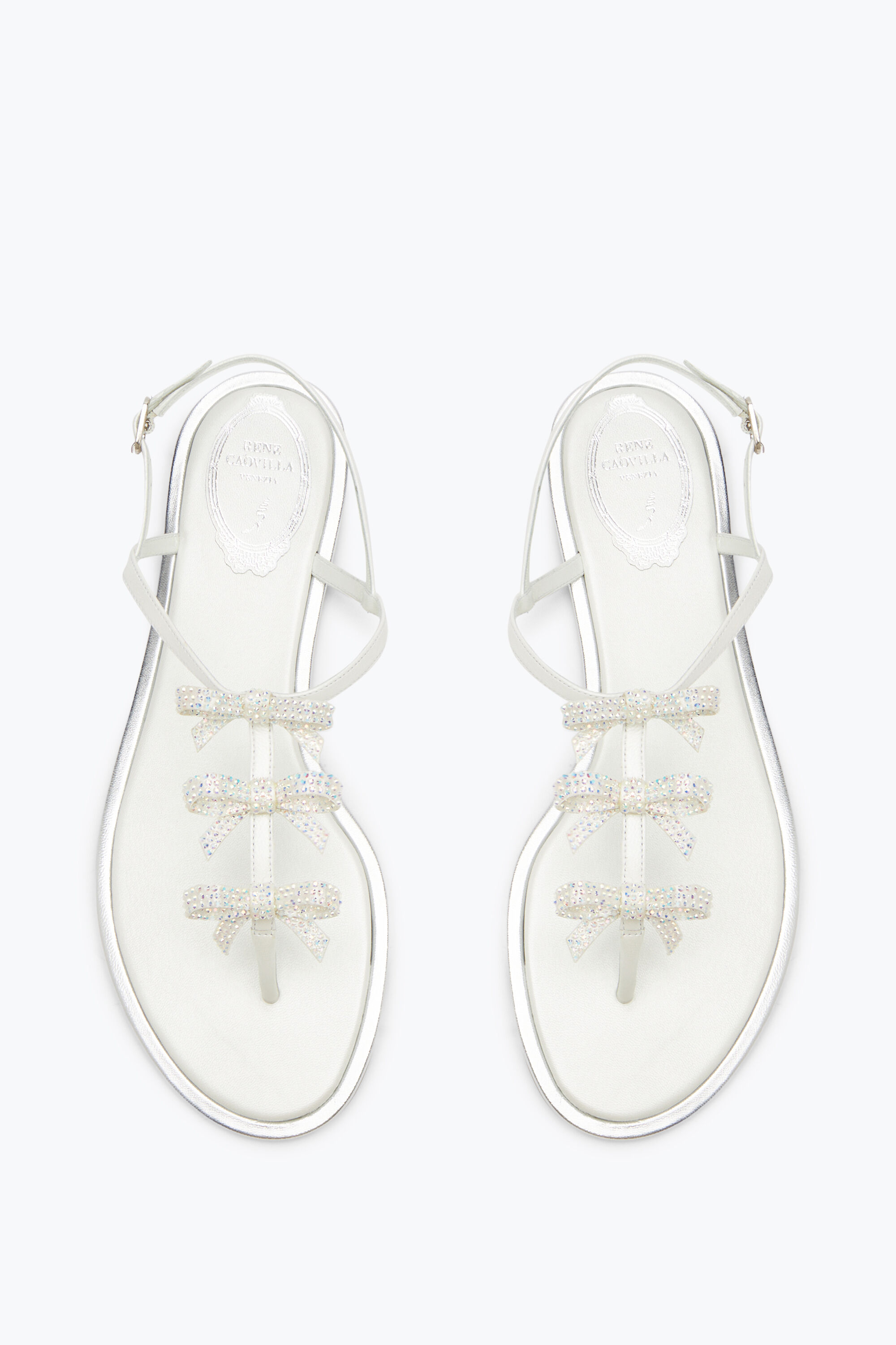 Jeweled Caterina White Thong Sandal 10 | Rene Caovilla®