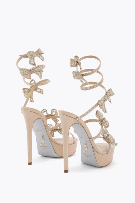 CLEO RIBBON CHAMPAGNE PLATFORM SANDAL 130