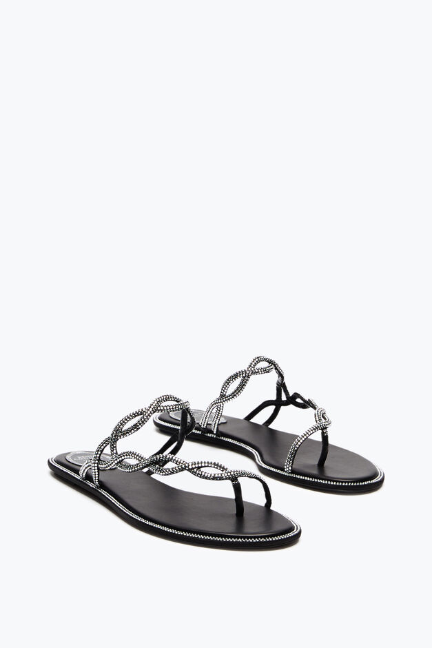 BRAID BLACK FLAT SANDAL 10