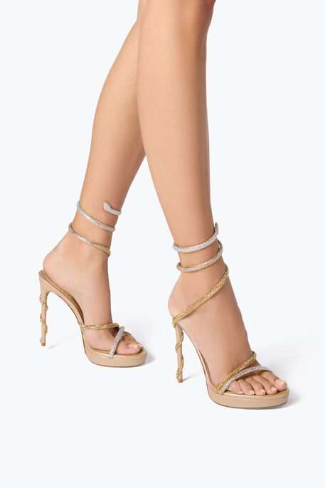 Margot Plateau Sandal With Gold And Silver Crystals 120