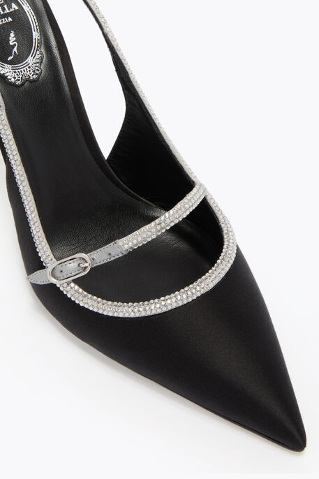 LILY BLACK AND SILVER SLINGBACK 80