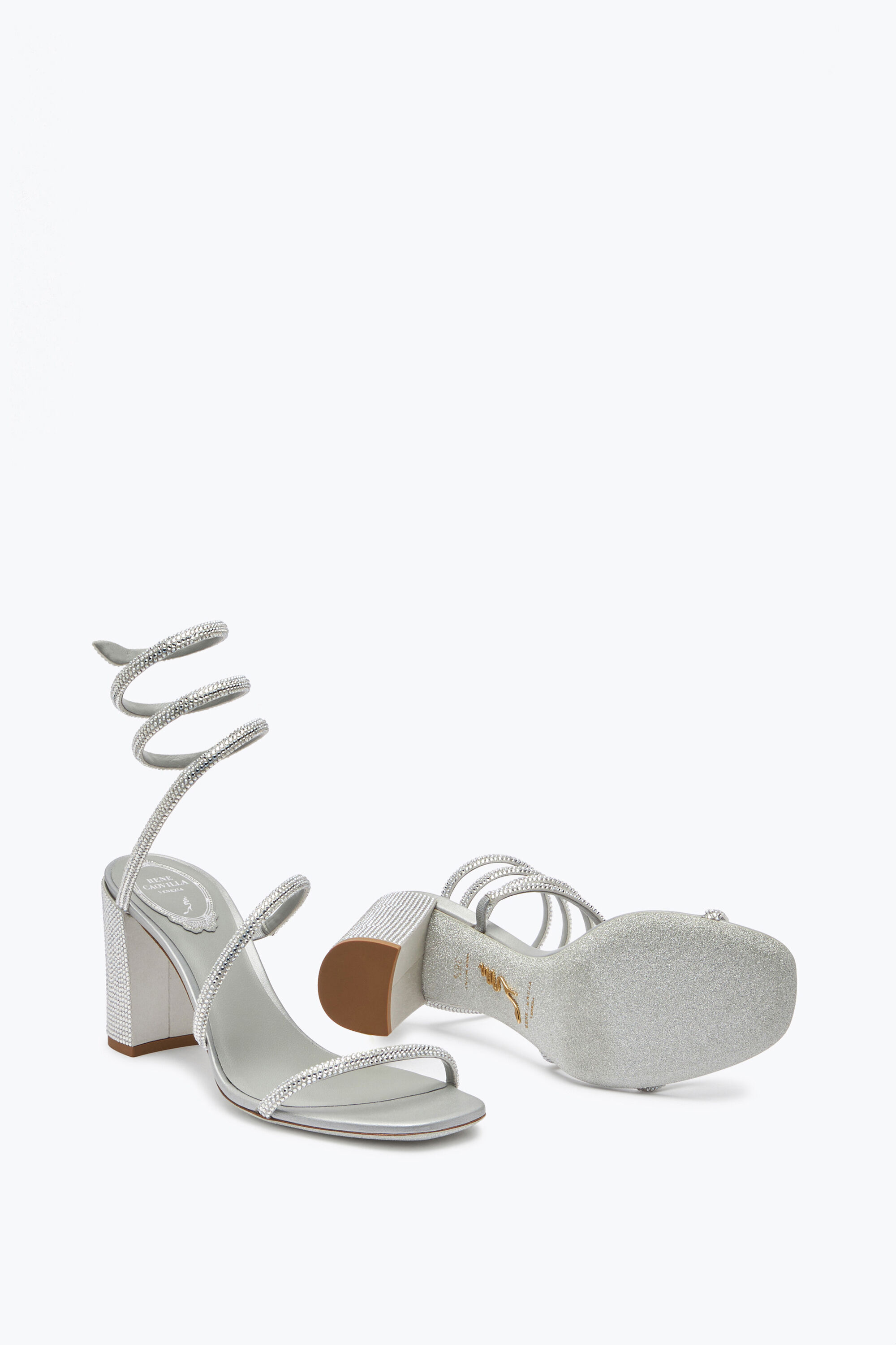 Jeweled Cleo Crystal Gray Sandal 80 | Rene Caovilla®