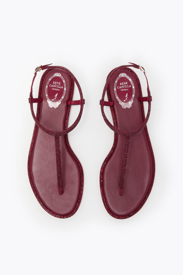 DIANA BURGUNDY SANDAL WITH CRYSTALS 10