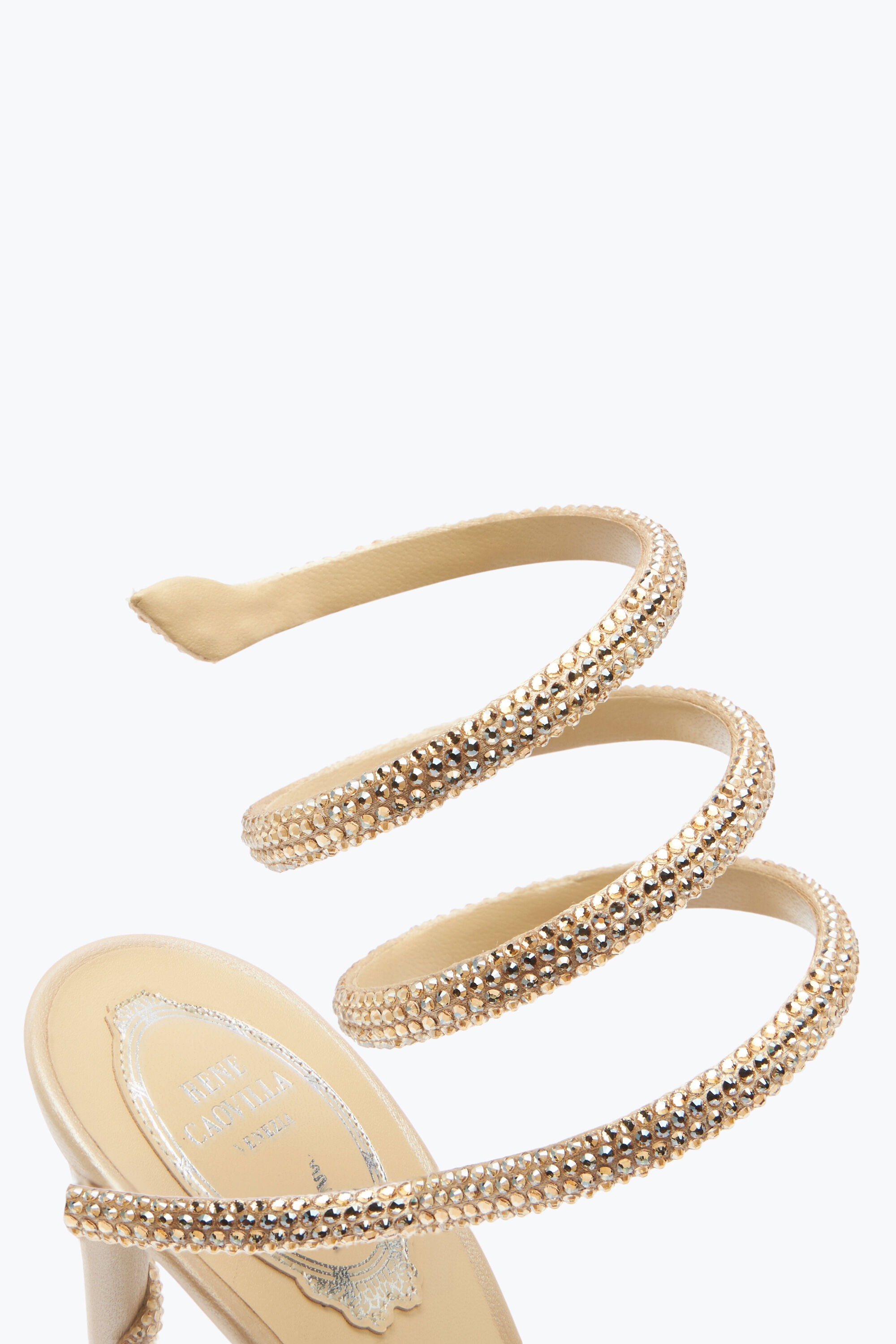 Jeweled MARGOT CHAMPAGNE PLATFORM SANDAL 120 | Rene Caovilla®