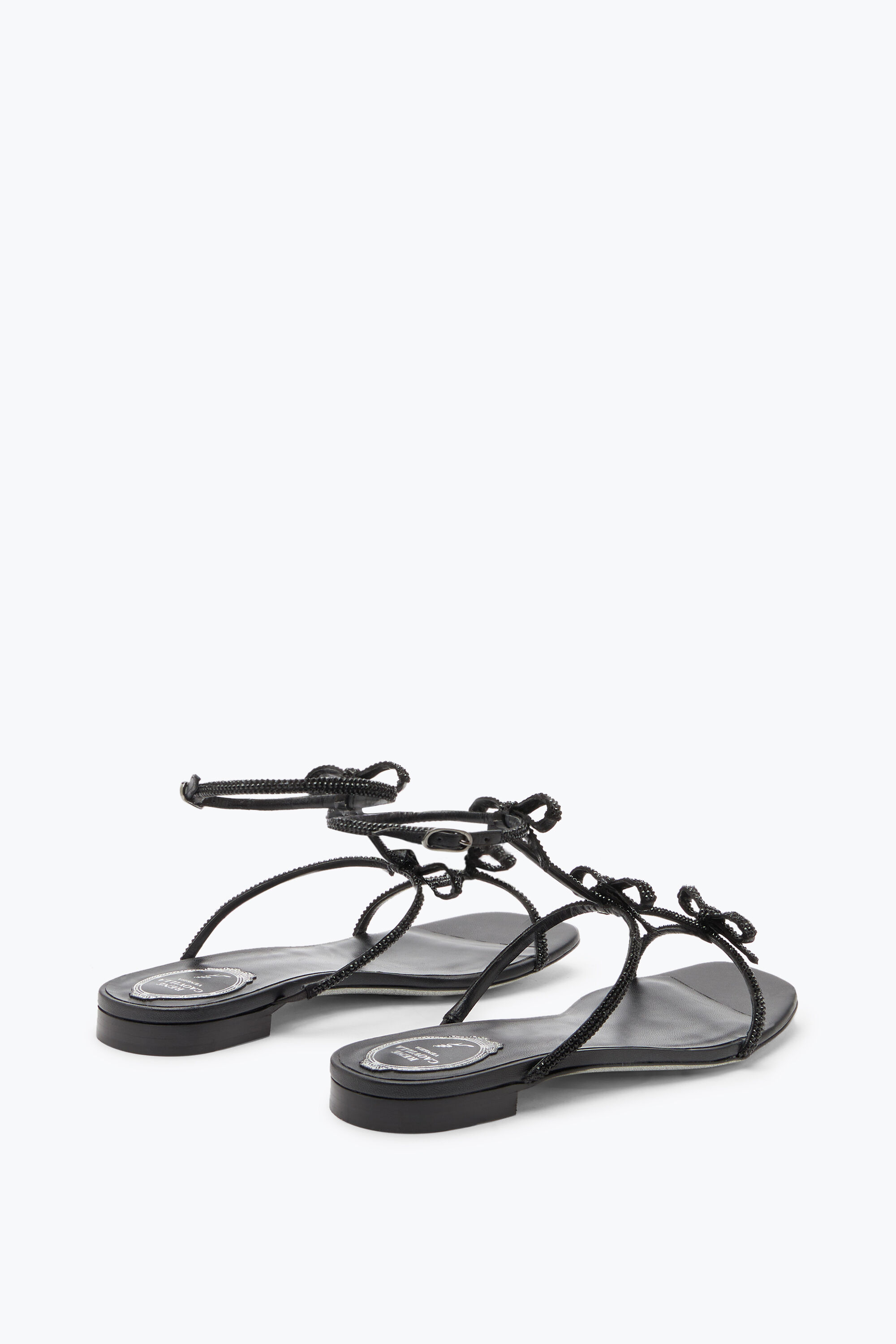 Jeweled Caterina Black Flat Sandal 10 | Rene Caovilla®