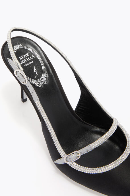 LILY BLACK AND SILVER SLINGBACK 80
