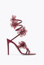 PEACH FLOWER BORDEAUX SATIN/SIAM STRASS SANDAL