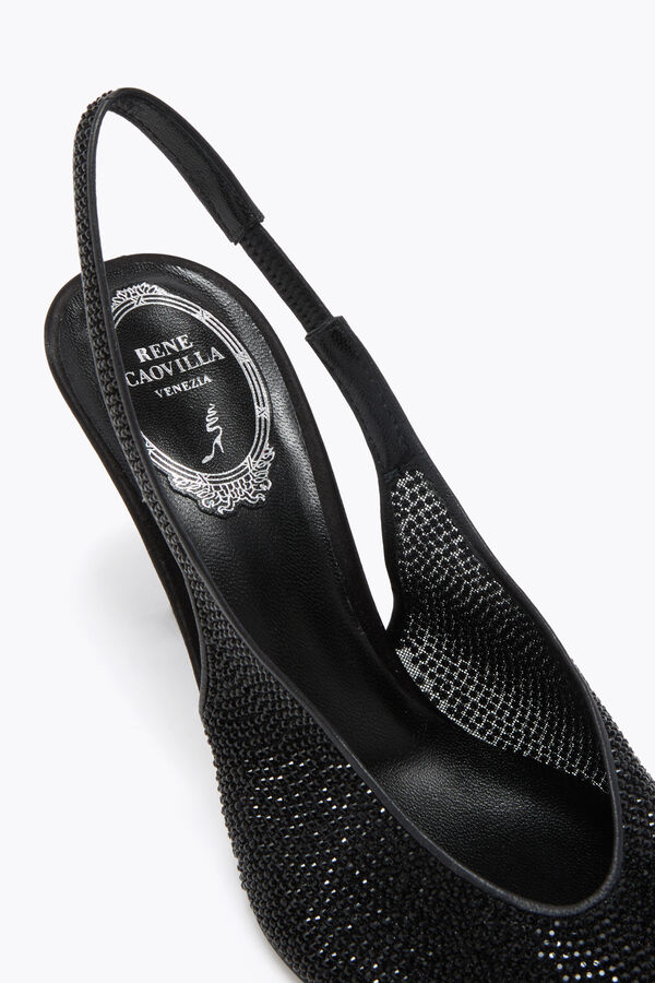 JINNY BLACK NET-TULLE/JET STRASS SLINGBACK