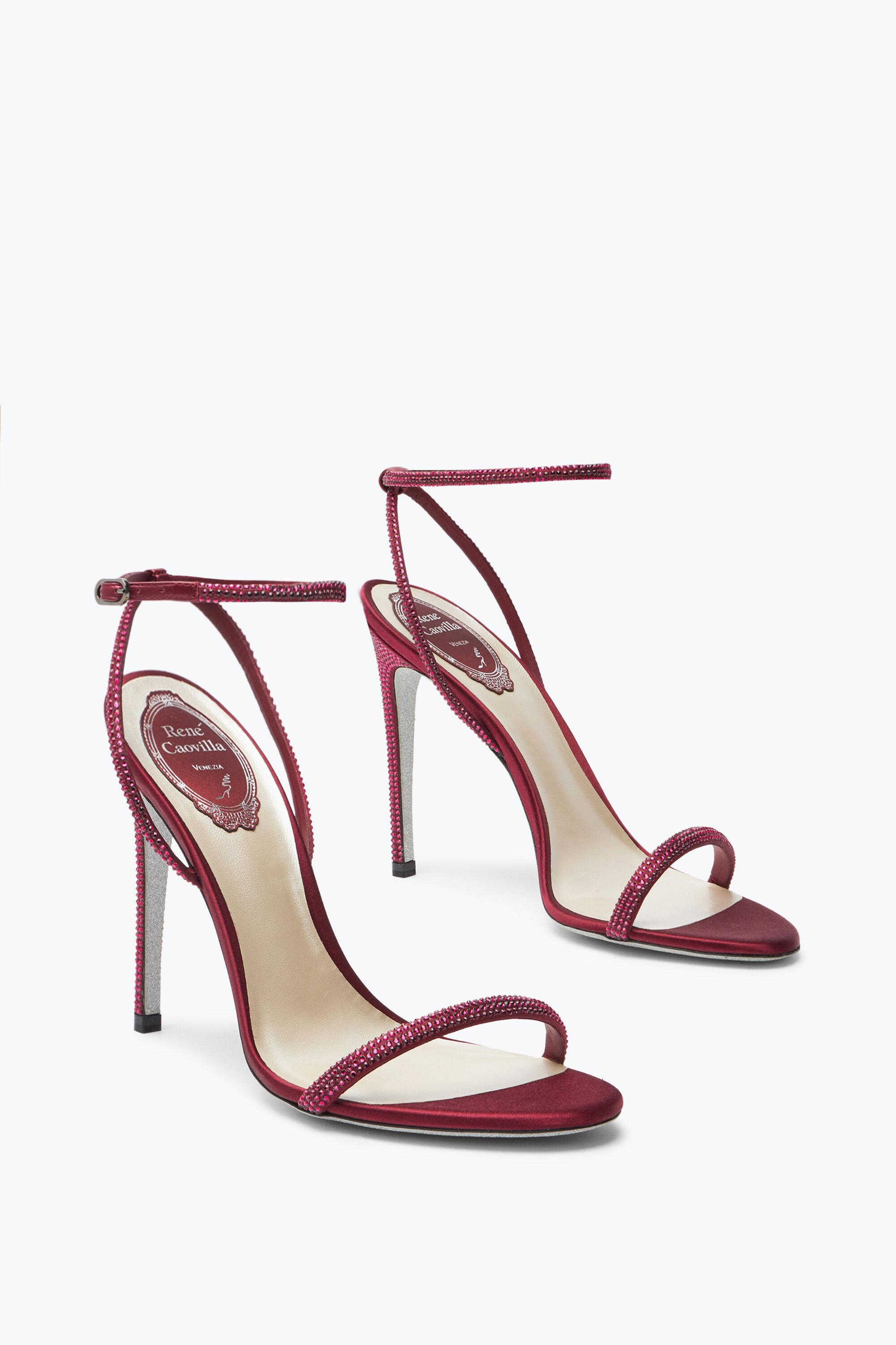 Jeweled Ellabrita Crystal Burgundy Sandal 105 | Rene Caovilla®