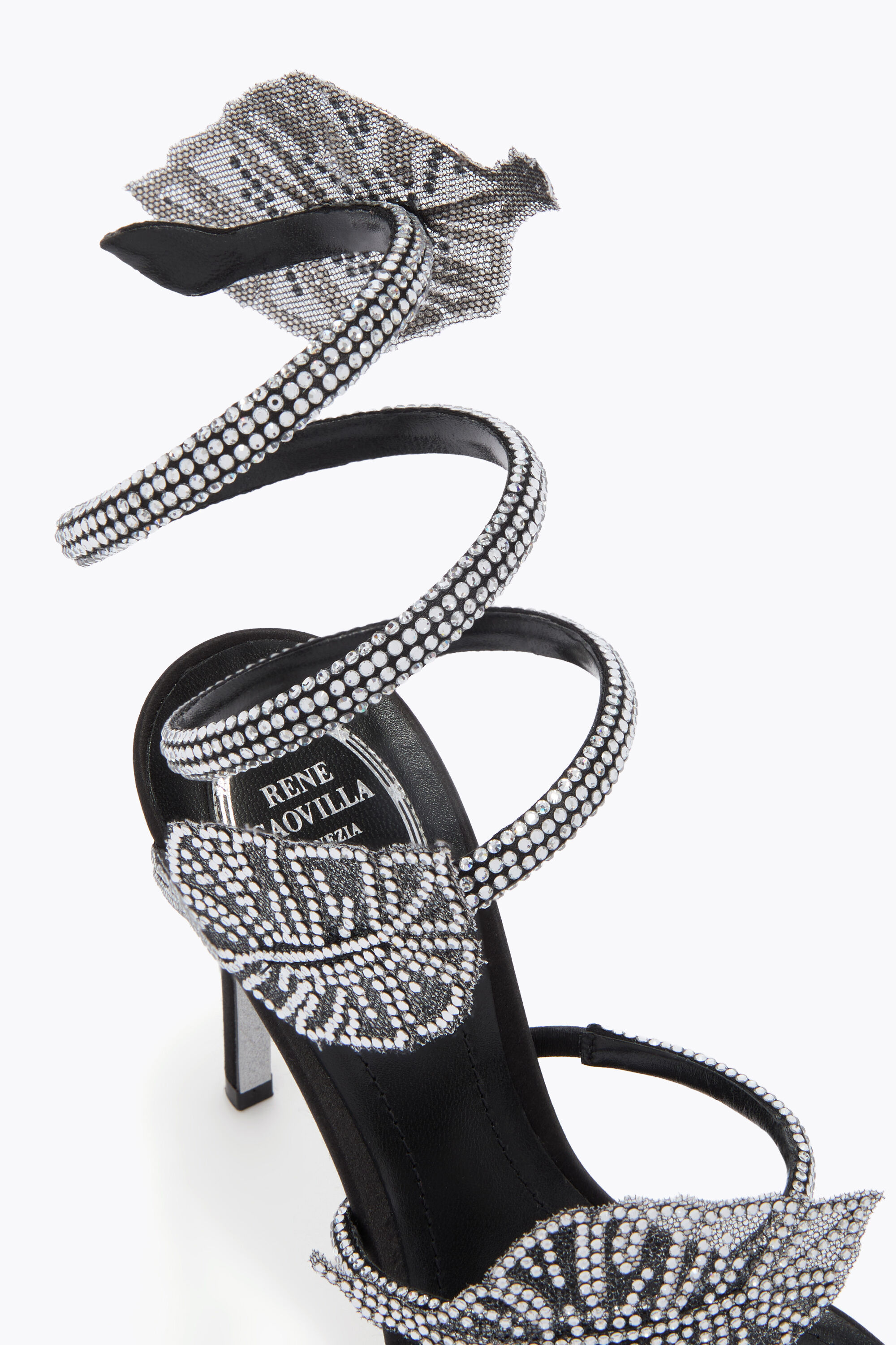 Jeweled LEAF BLACK SANDAL 105 | Rene Caovilla®