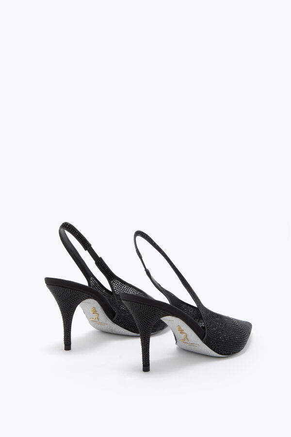 JINNY BLACK NET-TULLE/JET STRASS SLINGBACK