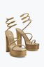 Cleo Crystal Gold Platform Sandal 130