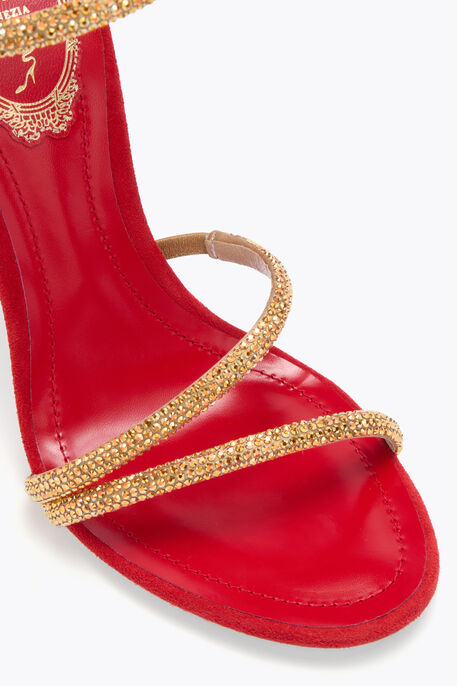 MARGOT SANDAL IN RED SUEDE AND GOLD 105