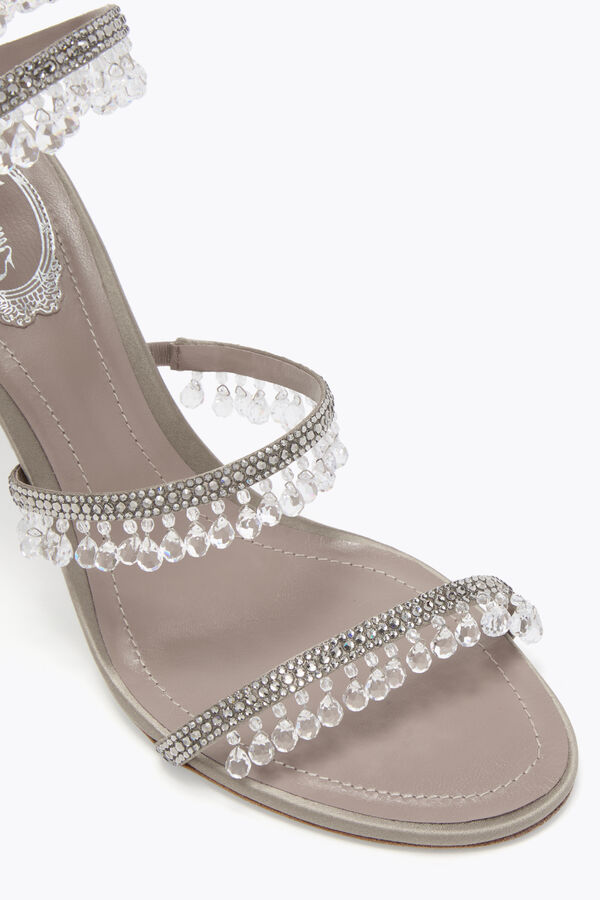 CHANDELIER TAUPE SATIN/BLACK DIAMOND STRASS SANDAL