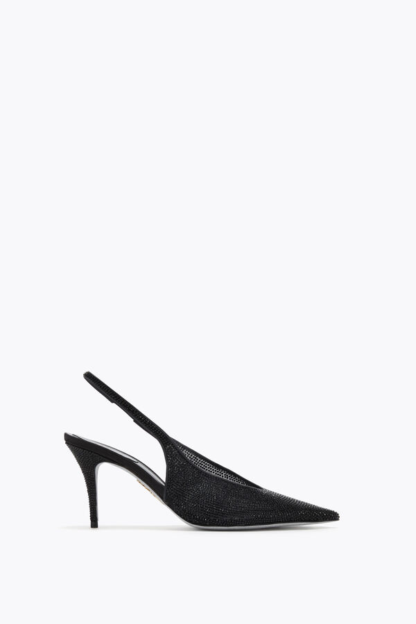 JINNY BLACK NET-TULLE/JET STRASS SLINGBACK