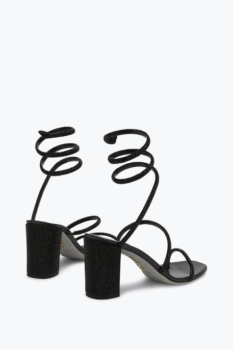 Cleo Block-Heeled Crystal Black Sandal 80 Cleo Block-Heeled Crystal Black Sandal 80
