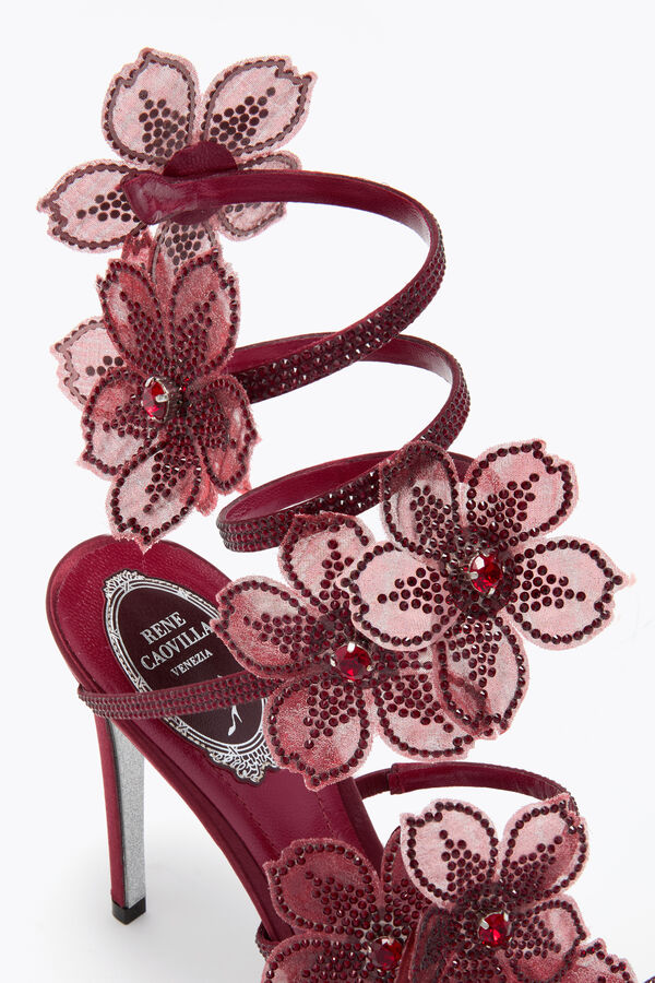 PEACH FLOWER BORDEAUX SATIN/SIAM STRASS SANDAL